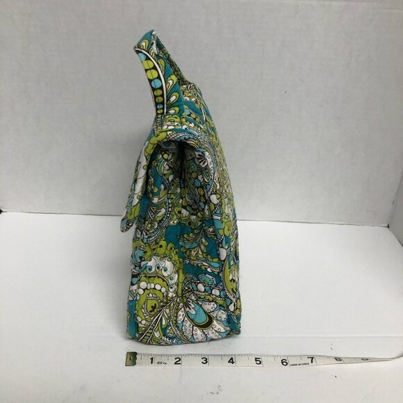 Vera Bradley Lunchbox quilted Paisley Peacock Lime Green White Quilted - Picture 7 of 8